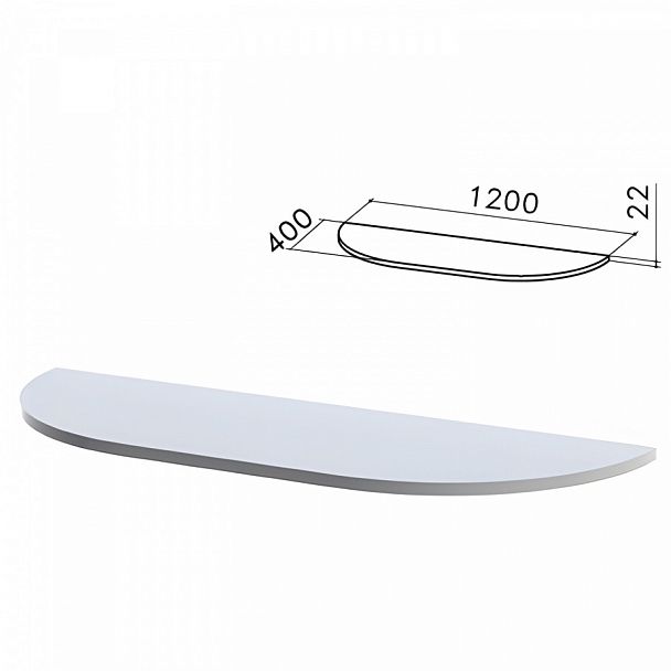 Стол приставной полукруг "Монолит", 1200х400х750 мм, БЕЗ ОПОР (640137), цвет серый, ПМ39.11 - Вид 1