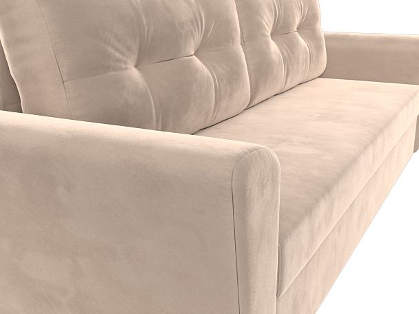 Диван прямой Амстердам Лайт (полностью велюр бежевый) - Вид 4