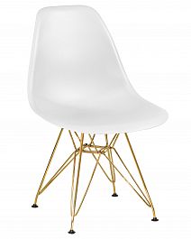 Стул обеденный DOBRIN DSR (ножки золотые, цвет белый (W-02)) - Фото предпросмотра