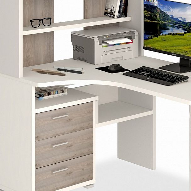 Стол компьютерный Домино СР-133 Белый/Нельсон левый - Вид 4