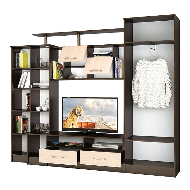 Гостиная Оскар-5 (1920х2500х450) венге/дуб молочный - Вид 2