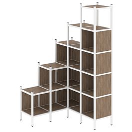 Loft Угловой внутренний стеллаж наборный VR.L-49 Дуб аризона/Белый металл 1278*1278*2280 - Фото предпросмотра