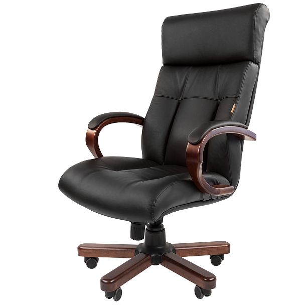 Кресло CHAIRMAN 421, натуральная кожа/экокожа, черный - Вид 4