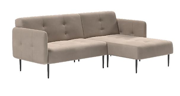 Monaco диван-кровать с шезлонгом, с подлокотниками, бархат пепельно-бежевый 25 - Вид 2