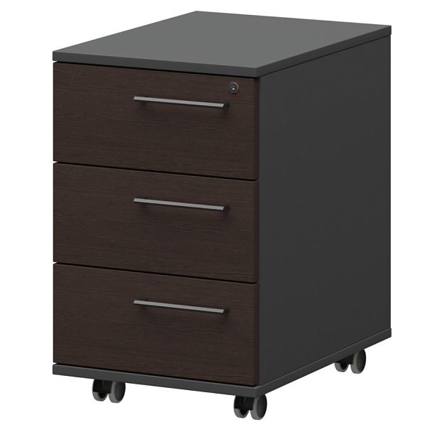 Тумба мобильная/подвесная левая KZT-61L Дуб венге/Графит 416x568x648 Кортез - Вид 1