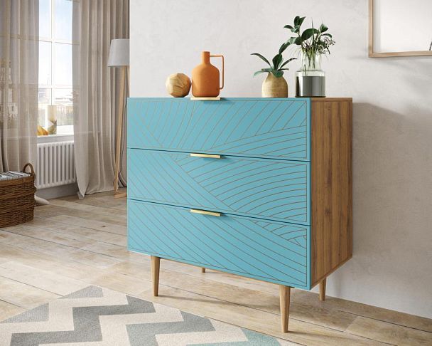 Комод с тремя ящиками Line LN12/GR1/blue - Вид 3