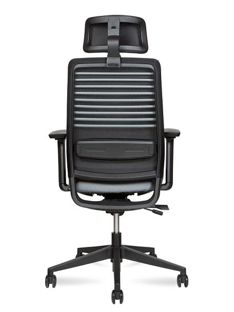 Кресло офисное / Case / черный пластик / серая ткань / черная сетка - Вид 5