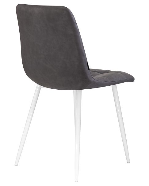 Стул обеденный DOBRIN ALEX (белые ножки, серая антрацитовая винтажная экокожа (RU-08)) - Вид 4