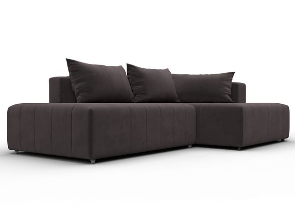 Диван угловой Лига-103 НПБ угол правый Велюр коричневый - Вид 3