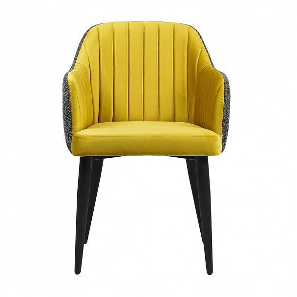 Стул Тюльпан, велюр Романтика 62, спинка рогожка Buckle Dark grey, металлические ножки - Вид 3