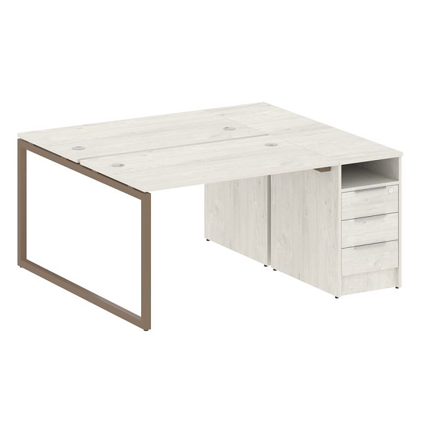 Metal System Quattro Р. ст. с тумбой на О-образном м/к 40БО.РС-СТП-2.2 Дуб наварра/Мокко металл 1612*1475*750 - Вид 1