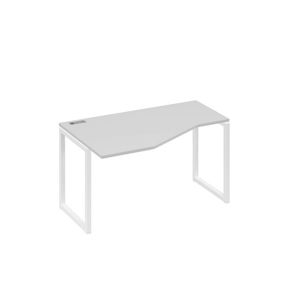 Стол эргономичный левый "Техно" на металлокаркасе QUATTRO A4 А4 Б4 053 БП серый / металлокаркас белый - Вид 1