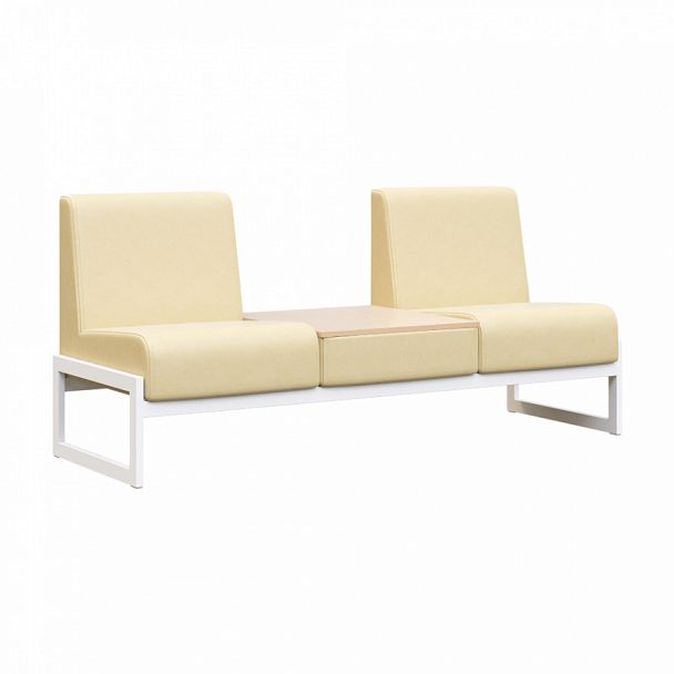 Диван двухместный со столиком универсальный "MODULE" MD.D2-ST2 Белый+бежевый - Вид 1