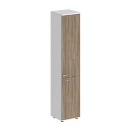 Шкаф высокий Sigma 400х400х1955, з.ст ЛДСП, правый / корпус: белый;  фасады: дуб темный - Фото предпросмотра