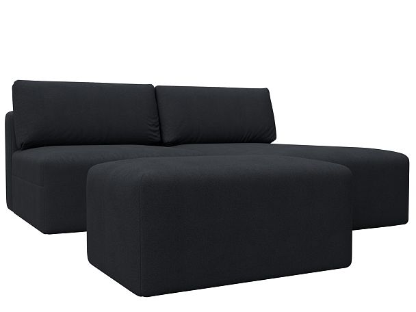 Диван угловой модульный с пуфом Лига-060 НПБ угол универсальный Искусственная замша серый - Вид 2