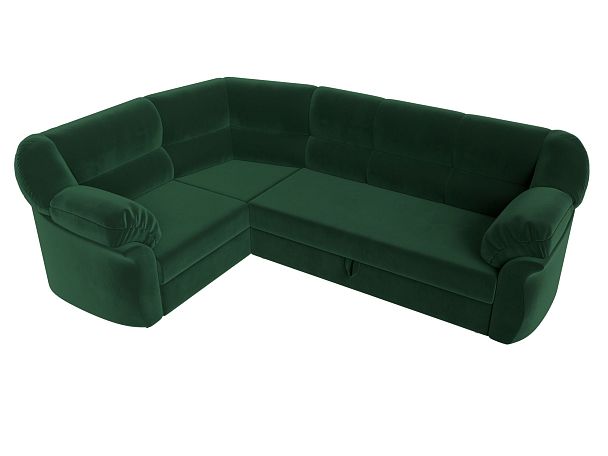 Диван угловой Карнелла левый (полностью велюр зеленый) - Вид 5