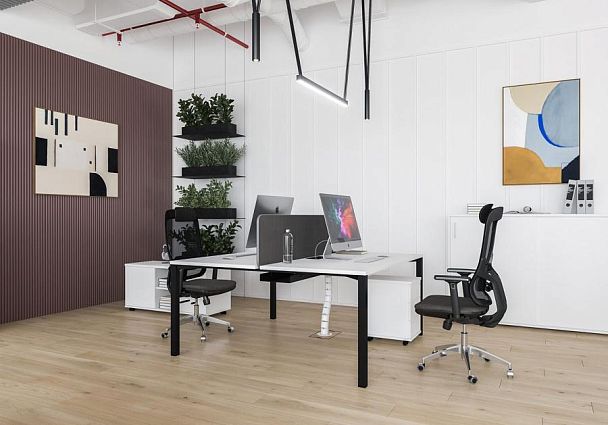 Экран настольный промежуточный тканевый Space+ А1 ЧР 871.02 BA40 синий (Bahama Denim) / черный гладкий - Вид 6