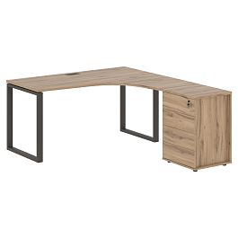 Стол эргономичный с тумбой EQCET 1518(R) Дуб Денвер светлый/Мокко 1560х1880х750 EDIS - Фото предпросмотра