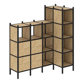 Loft Угловой внутренний стеллаж наборный VR.L-47 Тиквуд светлый/Чёрный металл 1694*862*1869 - Фото предпросмотра