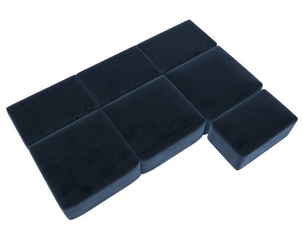 Диван угловой модульный с пуфом Лига-060 НПБ Лонг угол универсальный Велюр синий - Вид 9