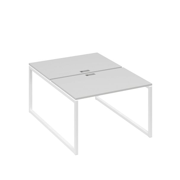 Станция офисная (2х120) на металлокаркасе QUATTRO A4 А4 Б4 176 БП серый / металлокаркас белый - Вид 1