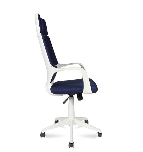 Кресло офисное / IQ / белый  пластик / темно-синяя ткань - Вид 3