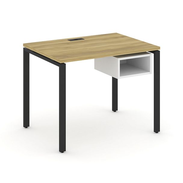 Concept Стол рабочий с подвесной тумбой с 1 открытой нишей CN.SP-101 Дуб Винченцо/Белый Бриллиант/Металл Черный 980*720*750 - Вид 1