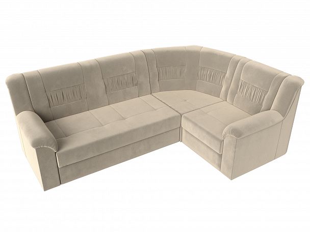 Угловой диван Карелия правый (полностью микровельвет бежевый) - Вид 5