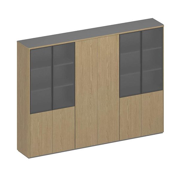 Шкаф для документов ION высокий 6-дверный (высокий комбинированный+для одежды+высокий комбинированный) ИН 374 ГР - Вид 1
