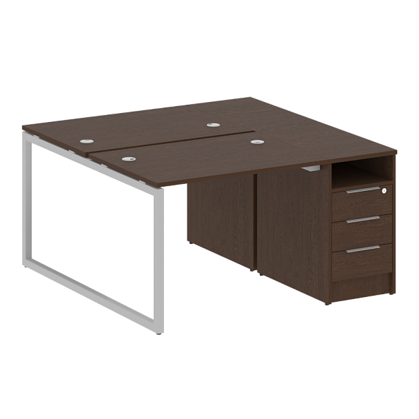 Metal System Quattro Р. ст. с тумбой на О-образном м/к 40БО.РС-СТП-2.1 Венге/Серый металл 1412*1475*750 - Вид 1