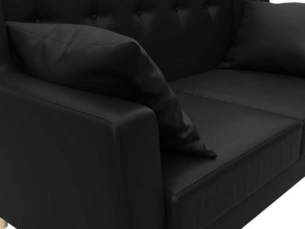 Прямой диван Брайтон 2 (полностью экокожа черная) - Вид 4