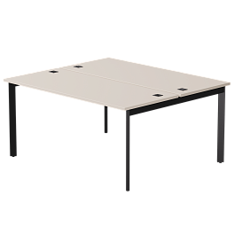 Бенч-система на 2 места Everprof EVO на металлокаркасе 1580х670(1370)x755 опоры 45гр Кашемир/Черный - Фото предпросмотра