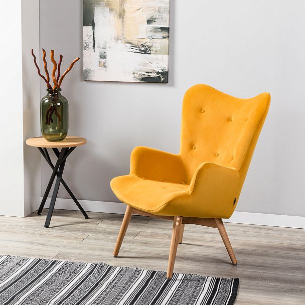 Кресло Хайбэк желтый/нат.бук - Вид 13