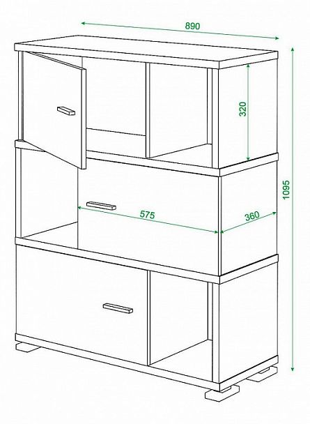 Тумба комбинированная Домино СБ-30/3 Карамель - Вид 3