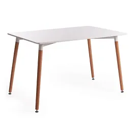 Стол Джон/John (мод.T1001), МДФ/дерево, White (Белый) / Natural (натуральный) - Фото предпросмотра