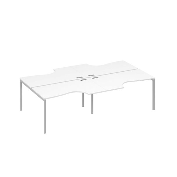 Рабочая станция с каркасом DUE 4х140 столы Классика A4 А4 Б2 184-2 БП белый премиум / металлокаркас серый - Вид 1