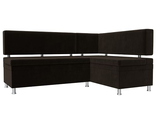 Кухонный уголок Стайл правый (полностью микровельвет коричневый) - Вид 1