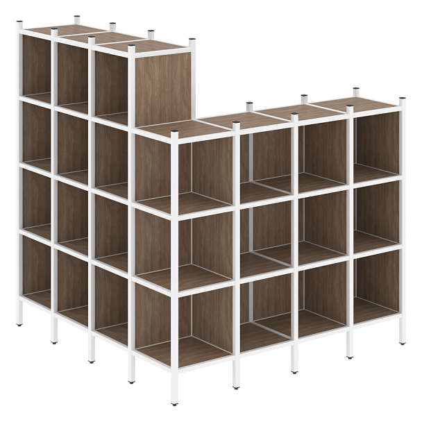 Loft Угловой внешний стеллаж наборный VR.L-60 Дуб аризона/Белый металл 1694*1694*1869 - Вид 1