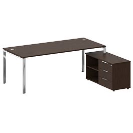 Metal System Direct Стол руковододителя с тумбой правый БГ.СРТ-6.9 (R) Венге/Нерж. сталь 2100*1720*750 - Фото предпросмотра