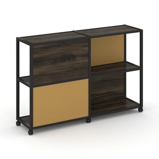 Shelf Mobile Стеллаж 3 уровня 2 секции VR.LT-STK-314.10 Дуб Мали/Металл Черный/W-31 1970*400*1046 - Вид 1