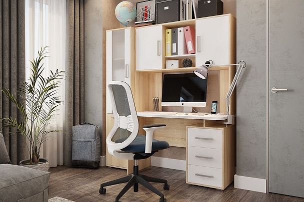 Лайт-2 Стол компьютерный 1200 SKL2.1N02.1623 дуб сонома/белый - Вид 2