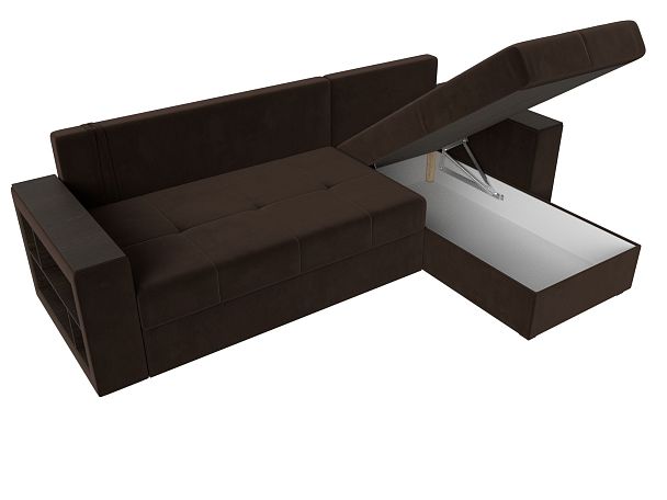 Диван угловой Дубай Лайт угол правый (полностью микровельвет коричневый) - Вид 7