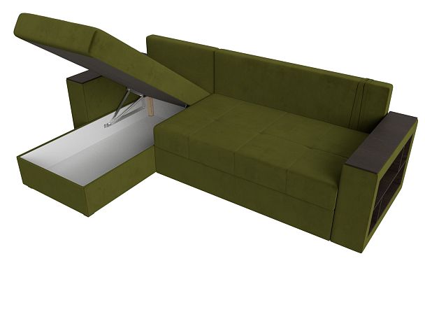 Диван угловой Дубай Лайт угол левый (полностью микровельвет зеленый) - Вид 7