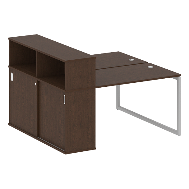 Metal System Quattro Р. ст. с шкафом-купе на О-образном м/к 40БО.РС-СШК-2.2 Т Венге/Серый металл 1610*1475*1098 - Вид 1