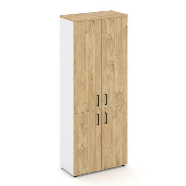 Style Project Шкаф высокий широкий SN.STS.E-104 Белый/Тиквуд Светлый/Черный Ручки 796*400*1982 - Вид 1