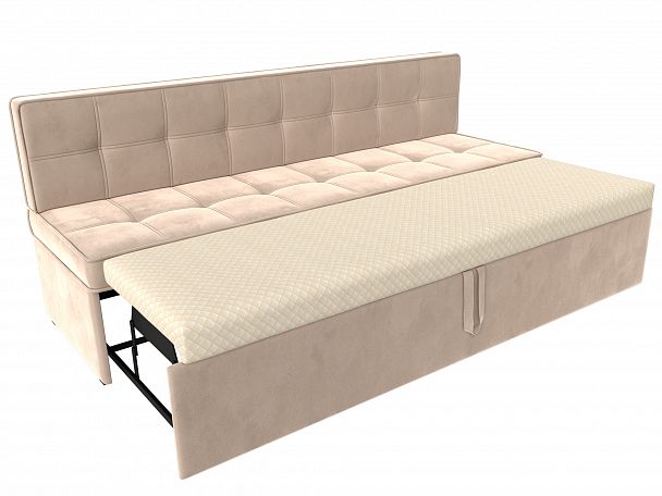Кухонный диван Техас (полностью велюр бежевый) - Вид 6