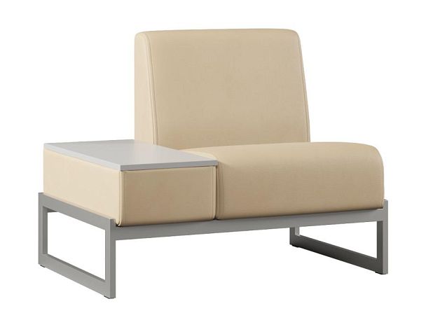 Диван Everprof Solo одноместный со столиком справа Металл Серый Экокожа Бежевый ЛДСП Серый - Вид 1