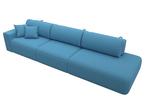 Диван прямой Лига-036 НПБ Модерн Лонг подлокотник слева Рогожка голубой - Вид 5