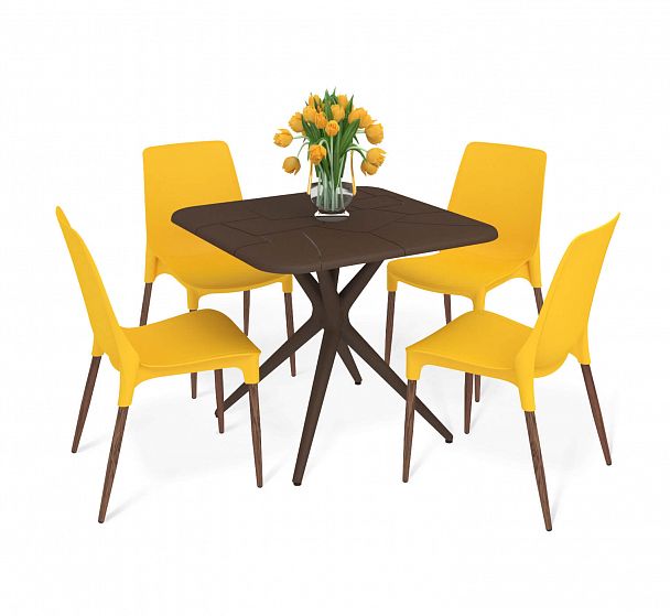 Обеденная группа Sheffilton SHT-DS207 коричневый/желтый/темный орех - Вид 2