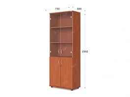 UNITY РШКС-02 ОРЕХ ИТАЛЬЯНСКИЙ Шкаф со стеклянными дверьми Прямой 730x380x1966 - Фото предпросмотра